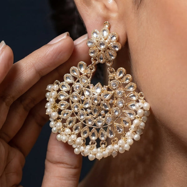 Gorgeous Unique Design Gold Plated Crystal Stones Earrings For Girls/women