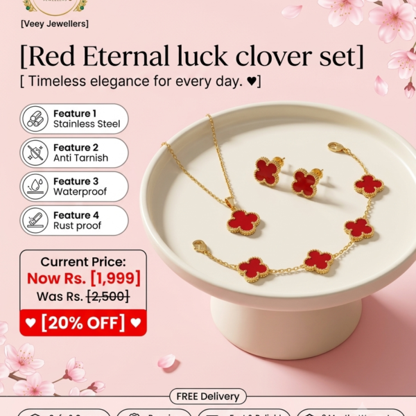 Red Eternal Luck Clover Set