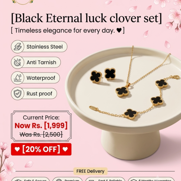 Black Eternal Luck Clover Set