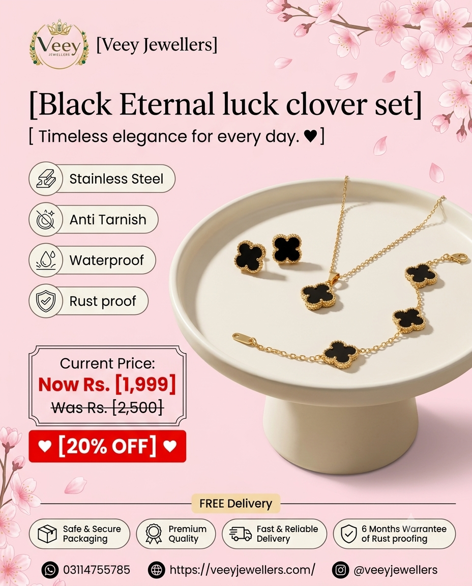 Black Eternal Luck Clover Set