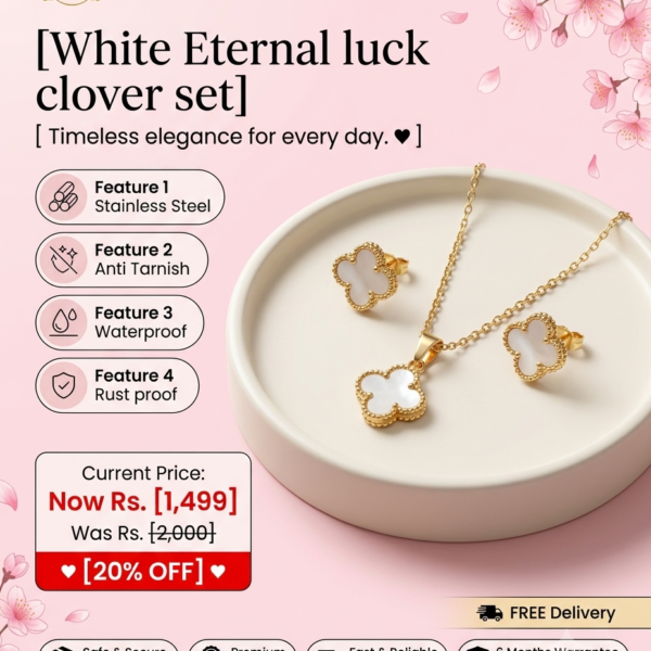 White Eternal Luck Clover Set
