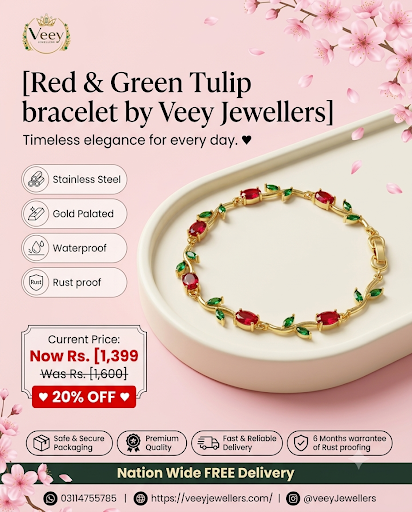 Red & Green Tulip Bracelet