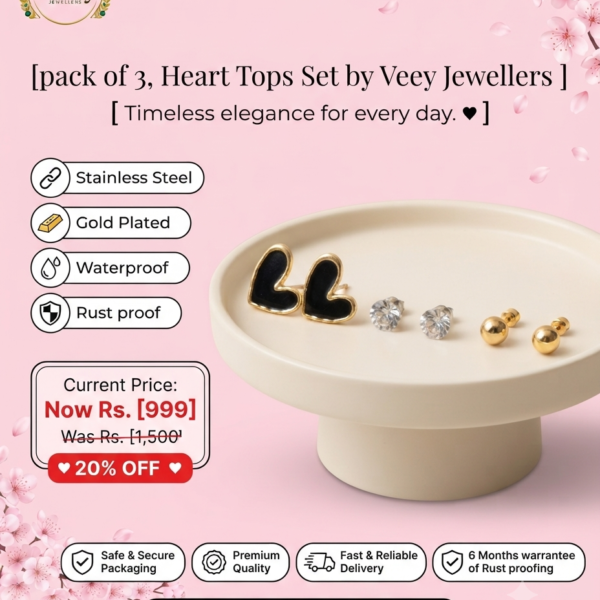 Pack Of 3 Heart Tops Set